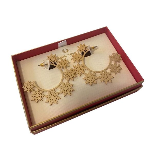 Darbie Angell Matte Gold Toned Filigree Snowflake Earrings - Picture 2 of 5